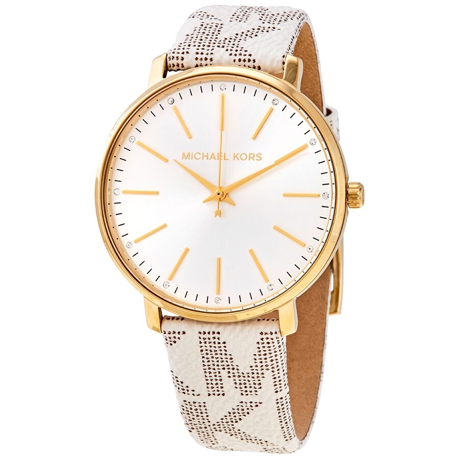 Michael Kors Pyper Reloj de cuarzo con esfera blanca y cristal para mujer MK2858