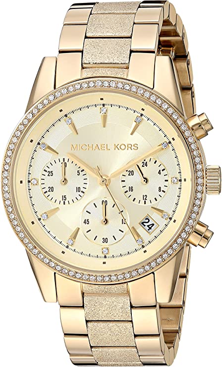 Michael Kors Ritz Reloj cronógrafo dorado para mujer MK6597