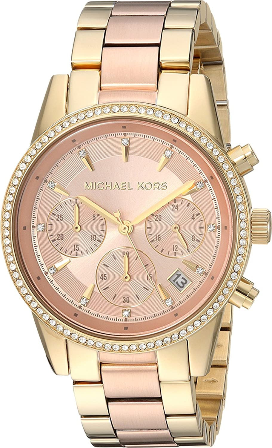 Michael Kors Ritz Reloj cronógrafo con esfera rosa para mujer MK6475