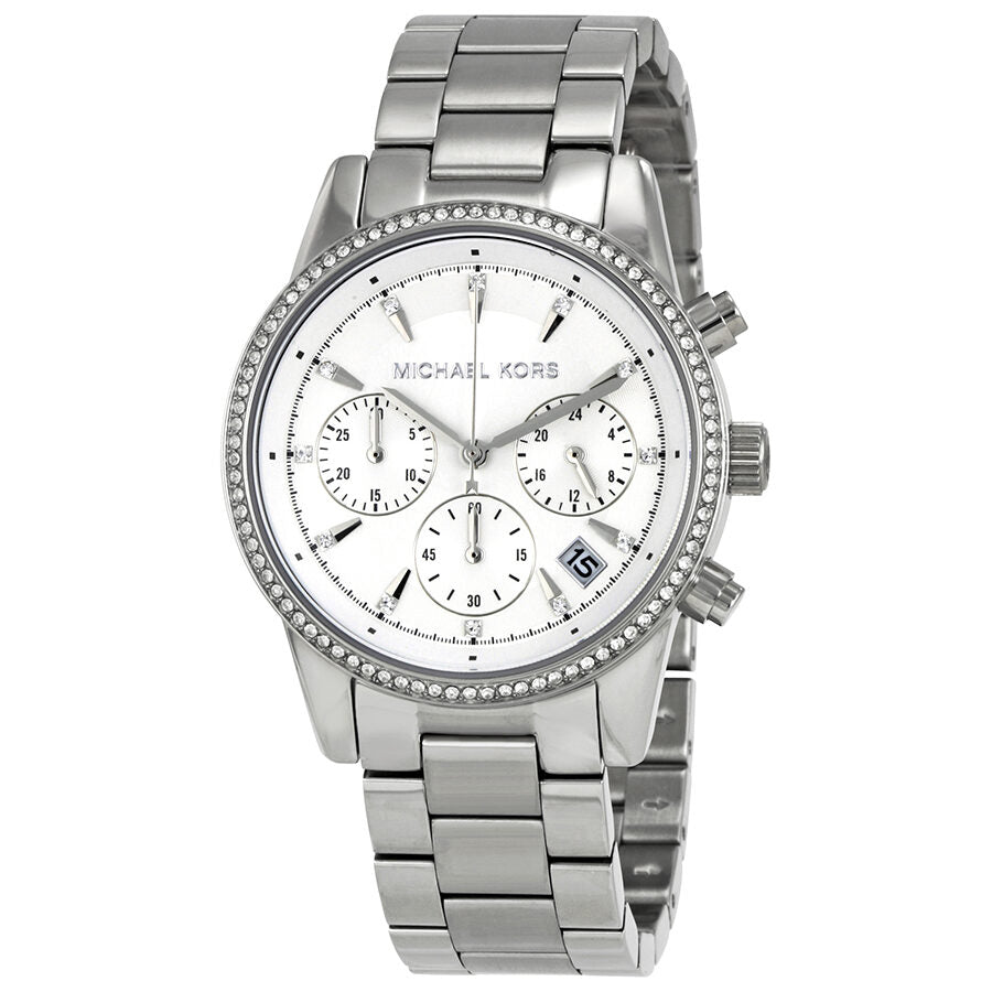 Michael Kors Ritz Reloj cronógrafo con esfera blanca para mujer MK6428
