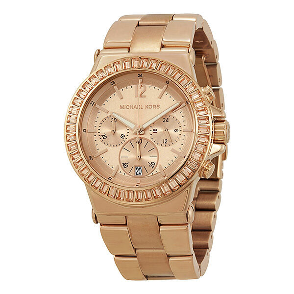 Michael Kors Rose Gold-tone Baguette Bisel Cronógrafo Ladies Watch MK5412