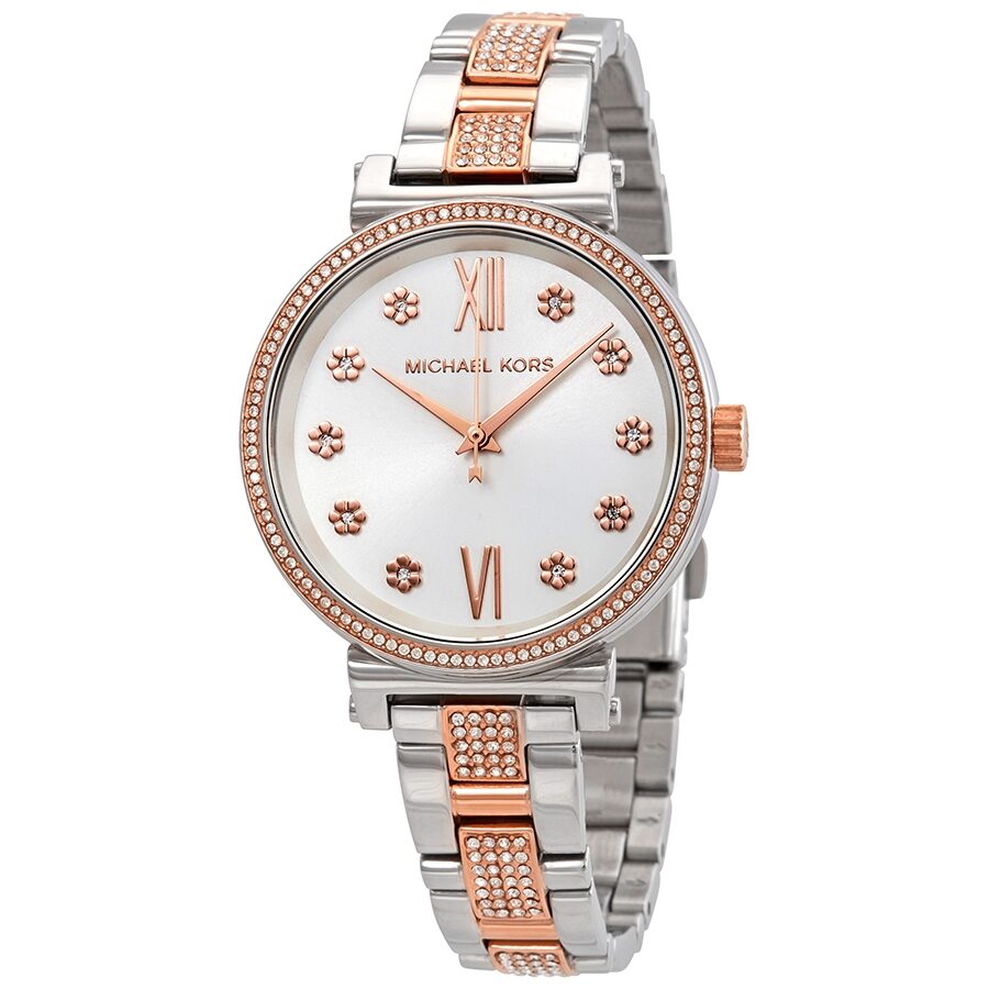 Michael Kors Sofie Crystal Silver Dial Bicolor Ladies Watch MK3880