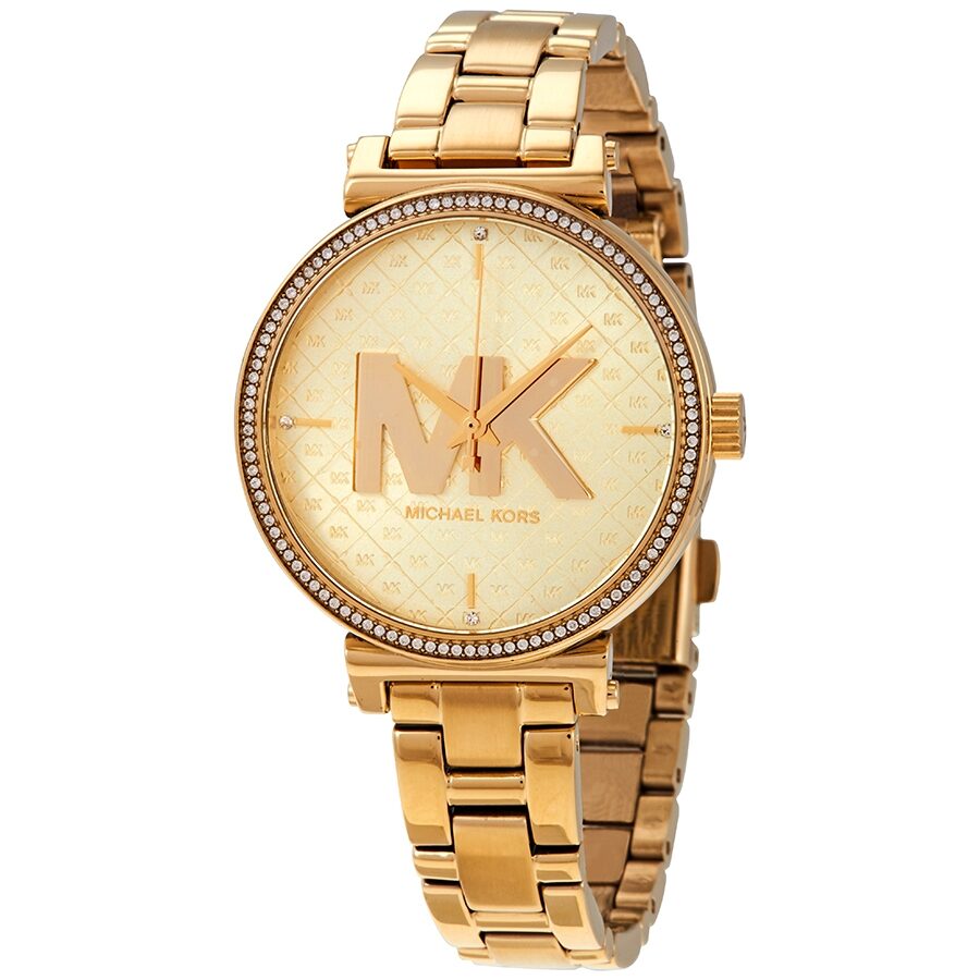 Michael Kors Sofie Quartz Crystal Gold Dial Ladie Women's Watch - MK4334