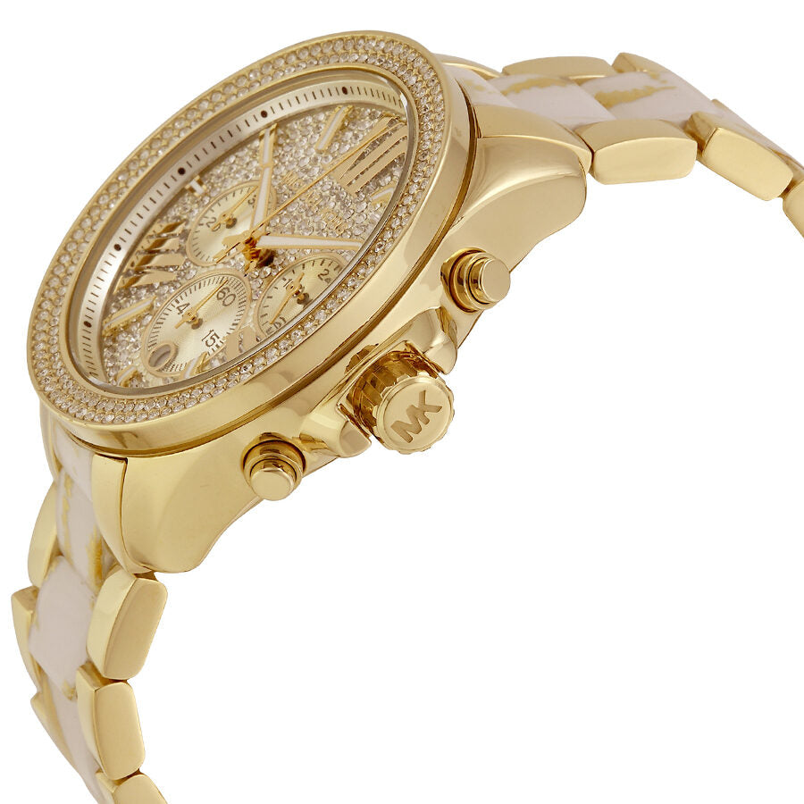 Michael Kors Wren White Zebra Diamond Dial Gold-Tone Women's Watch - MK6157