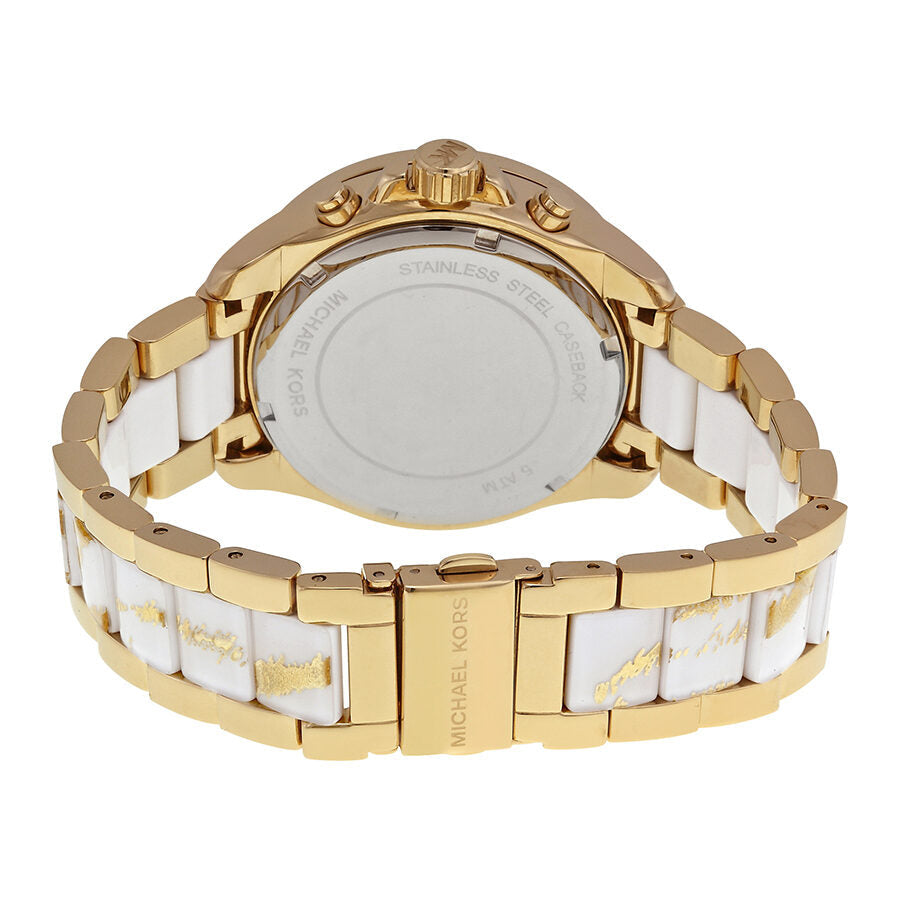 Michael Kors Wren White Zebra Diamond Dial Gold-Tone Women's Watch - MK6157