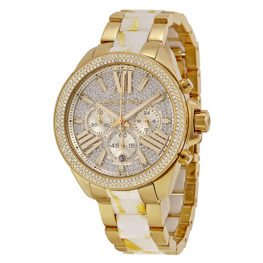 Michael Kors Wren White Zebra Diamond Dial Gold-Tone Women's Watch - MK6157