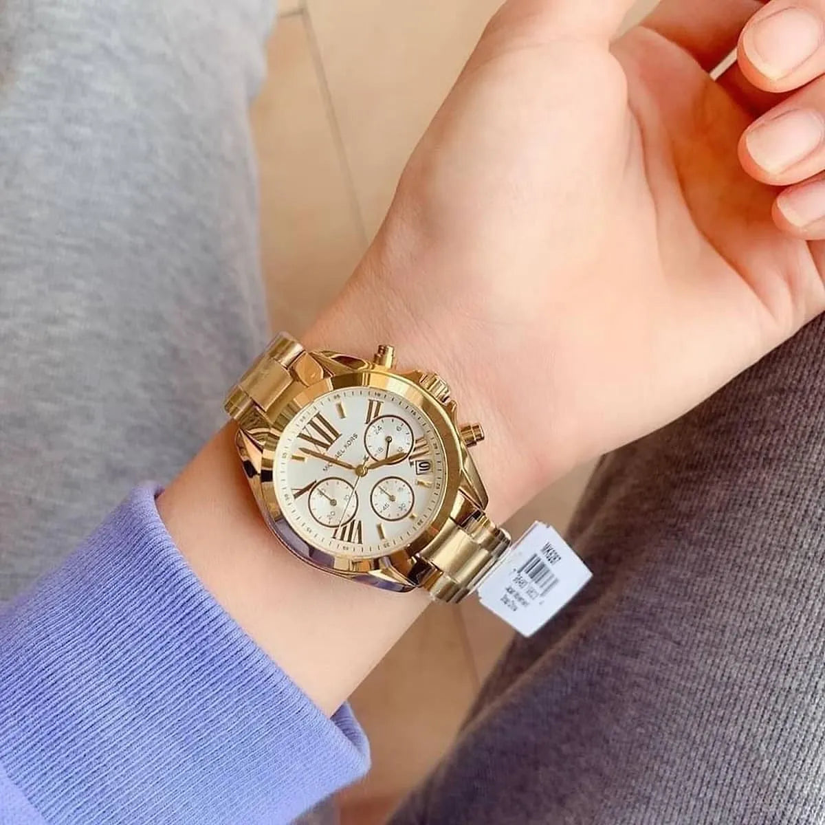 Michael Kors Mini Bradshaw Reloj cronógrafo dorado para mujer MK6267