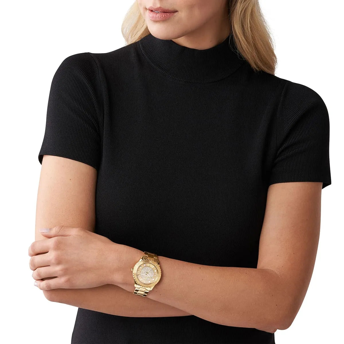 Michael Kors Runway Reloj de cuarzo con esfera dorada para mujer MK6911