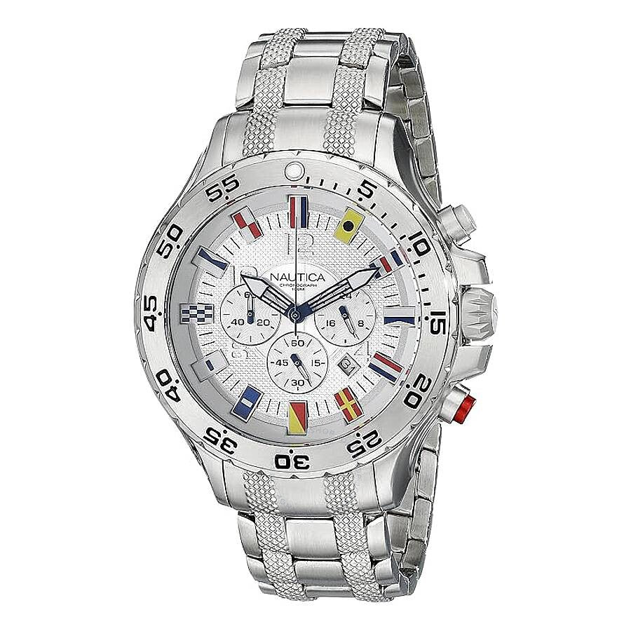 Nautica Flag Chronograph Quartz Silver Dial Men's Watch N20503G - The Watches Men & Co