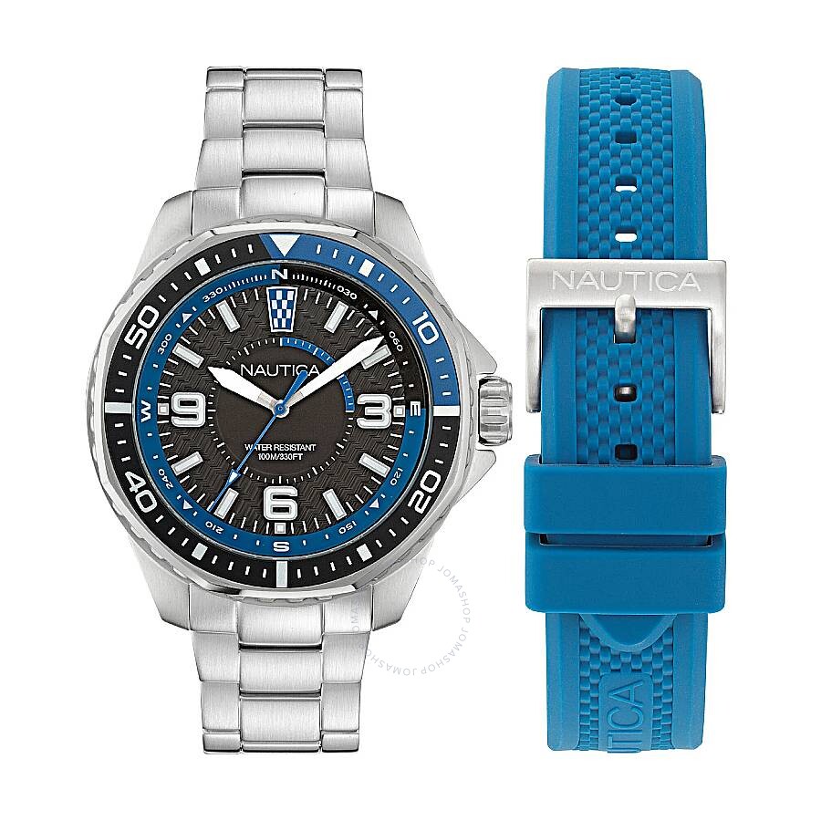 Nautica Koh May Bay Quartz Black Dial Men's Watch Box Set NAPKMF307 - The Watches Men & Co