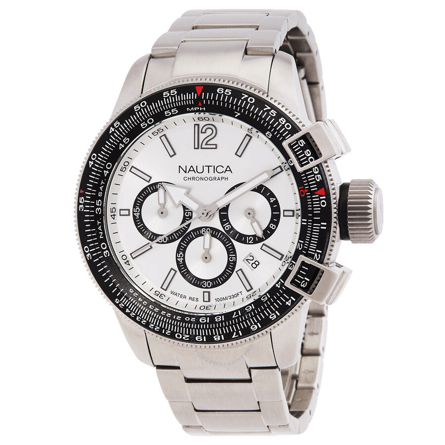 Nautica Pacific Beach Chronograph Quartz White Dial Men's Watch NAPBFCF04 - The Watches Men & Co