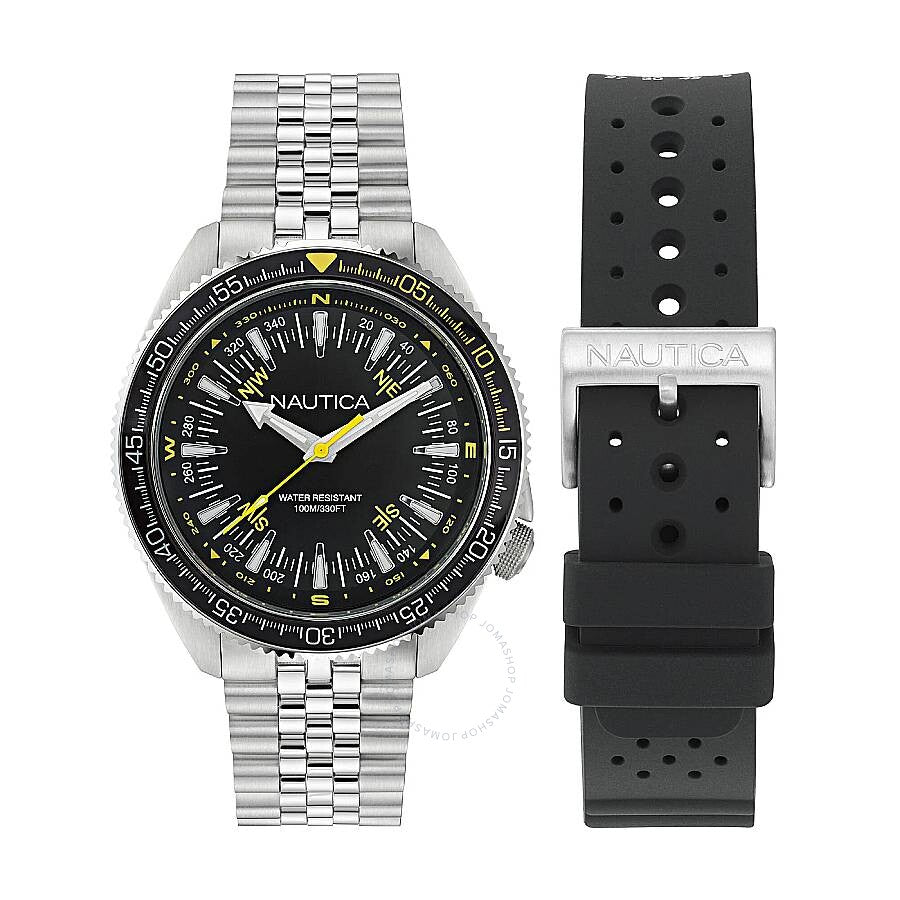 Nautica Vintage Quartz Black Dial Men's Watch Box Set NAPNVF303 - The Watches Men & Co