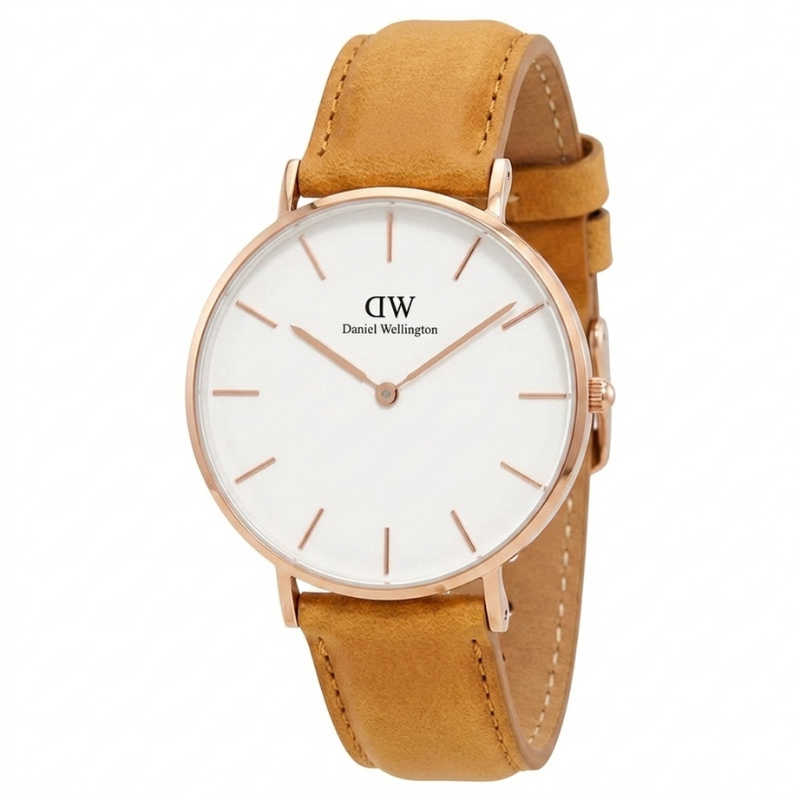 Daniel Wellington Classic Durham 28mm White Dial Brown Genuine Leather Women's Watch - DW00100172