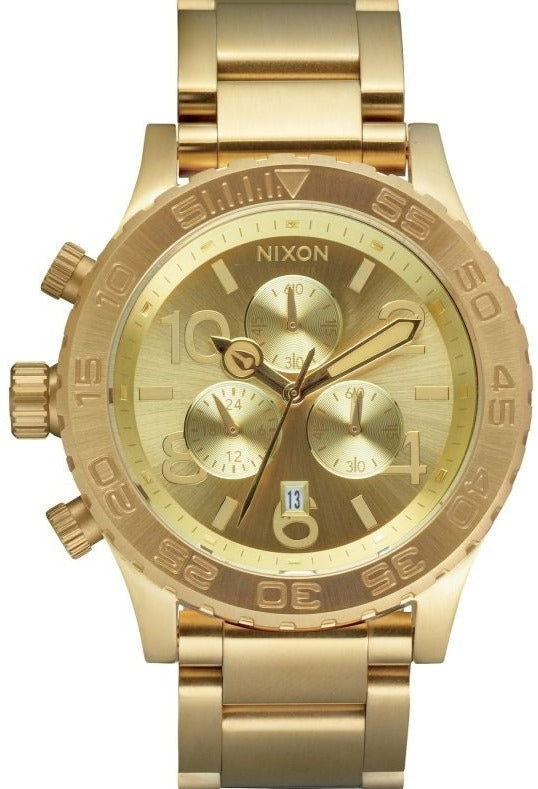 Reloj Nixon 42-20 Chrono Champagne Dial dorado para hombre A037-502