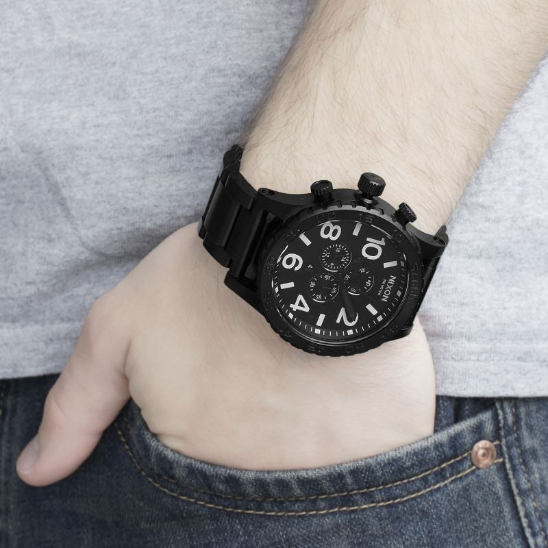 NIXON - 【左リューズ】NIXON ニクソン 51-30 クロノ デイト 黒 稼働品