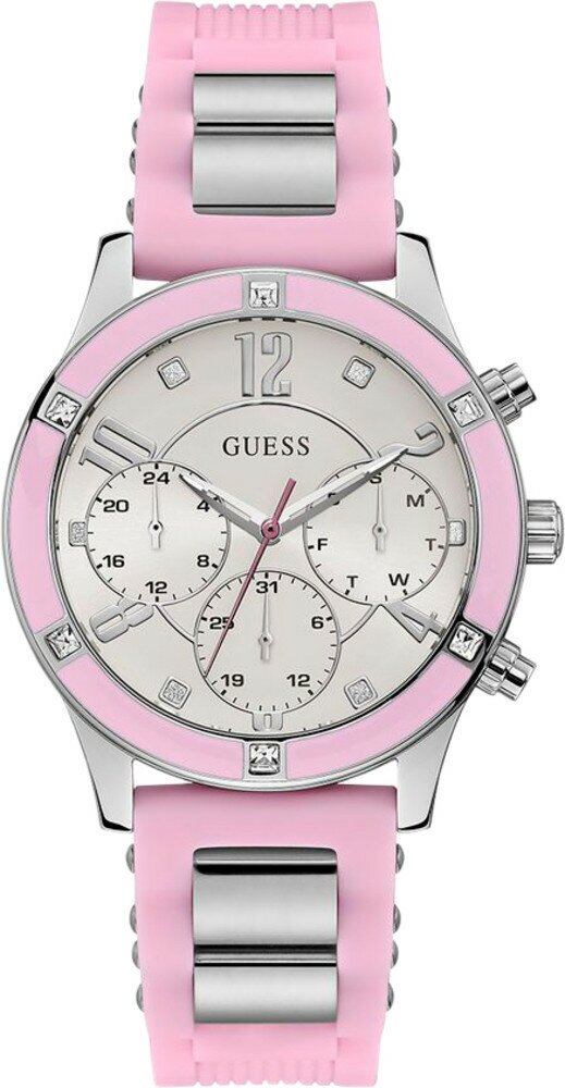 Reloj Guess Breeze para mujer con banda de silicona rosa W1234L2