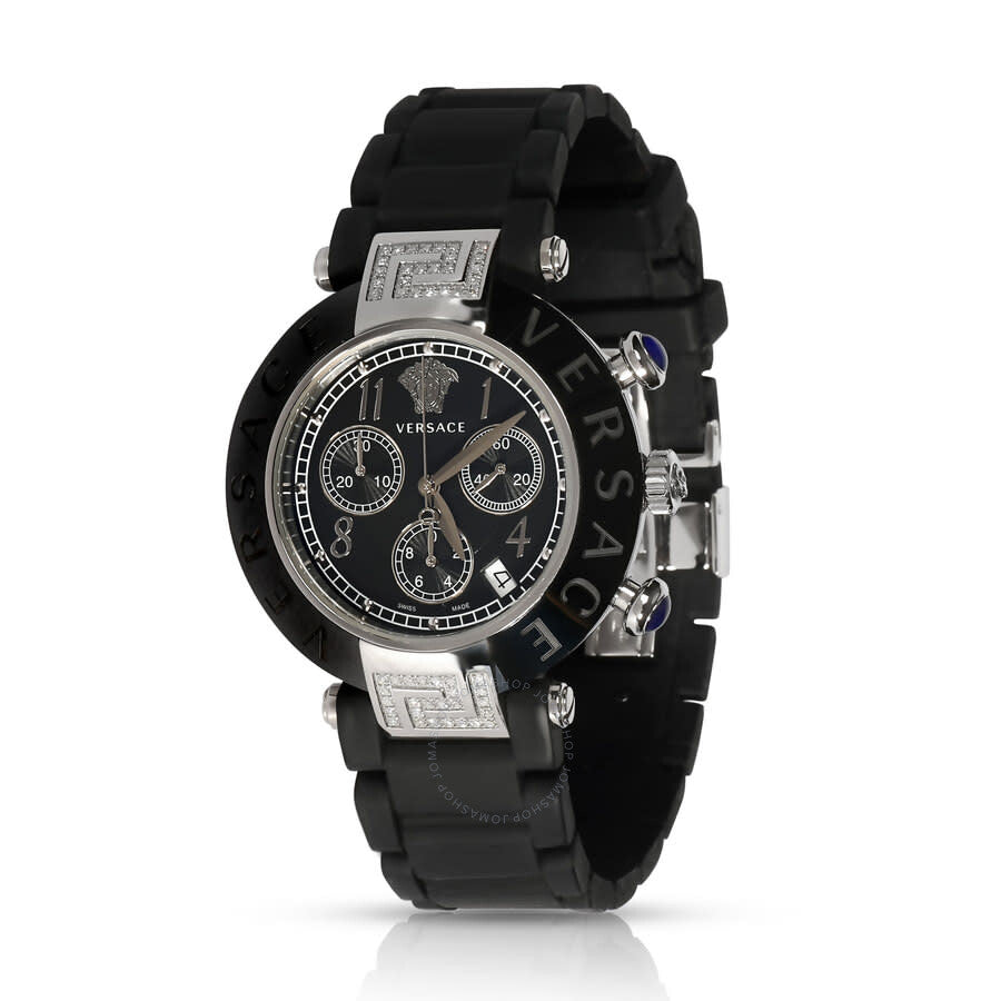 Pre-owned Versace Reve Chronograph Quartz Black Dial Unisex Watch 95C - The Watches Men & Co
