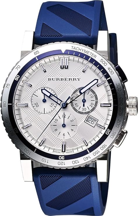 Burberry City Sport Swiss Analog Quartz Blue Rubber Strap Chronograph Mens BU9808 BU9808 - Image 1