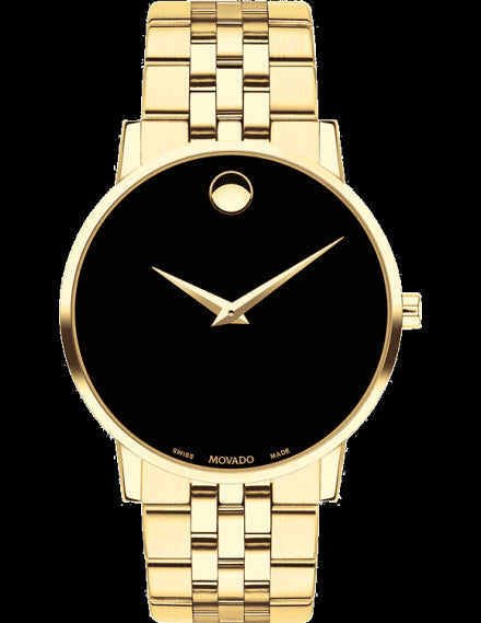Movado Museum Classic black dial gold steel strap watch for men - 607203 607203 - Image 1