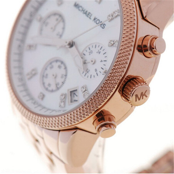 Michael Kors Reloj cronógrafo de oro rosa para mujer MK5026