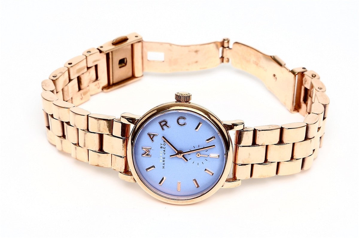 Marc By Marc Jacobs Baker Blue Dial Rose Gold Steel WatchMBM3285