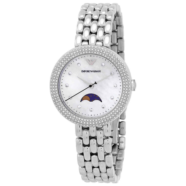 Emporio Armani Rosa Quartz Crystal White Mother of Pearl Dial Ladies Watch AR11461