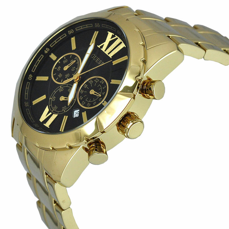 Guess W0193G1 - Reloj para hombre, acero inoxidable, esfera negra, tono dorado