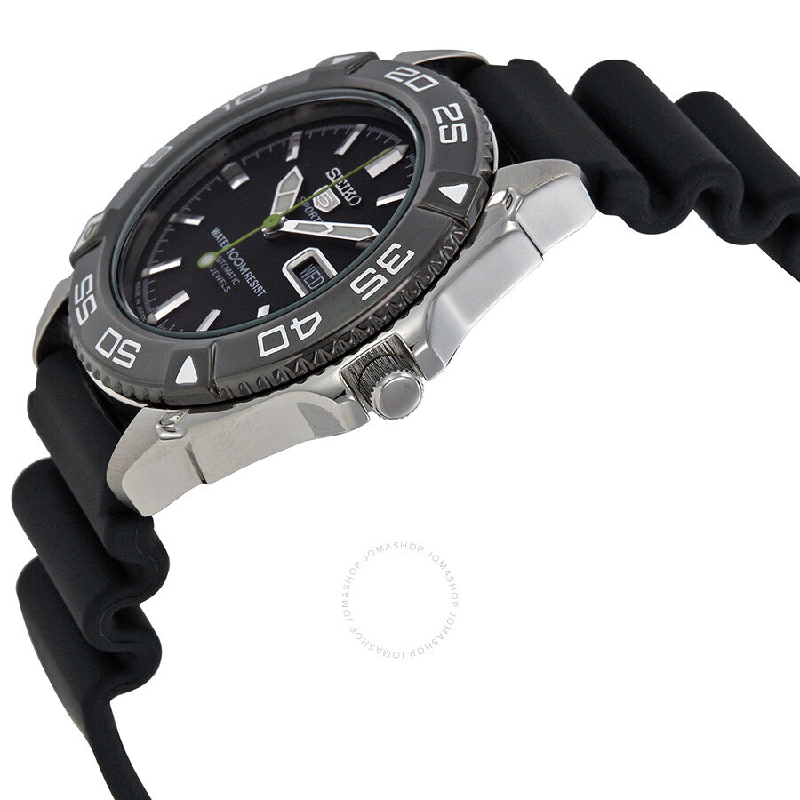 Seiko 5 Automatic Black Dial Black Rubber Men's Watch SNZB23J2 - Watches of America #2
