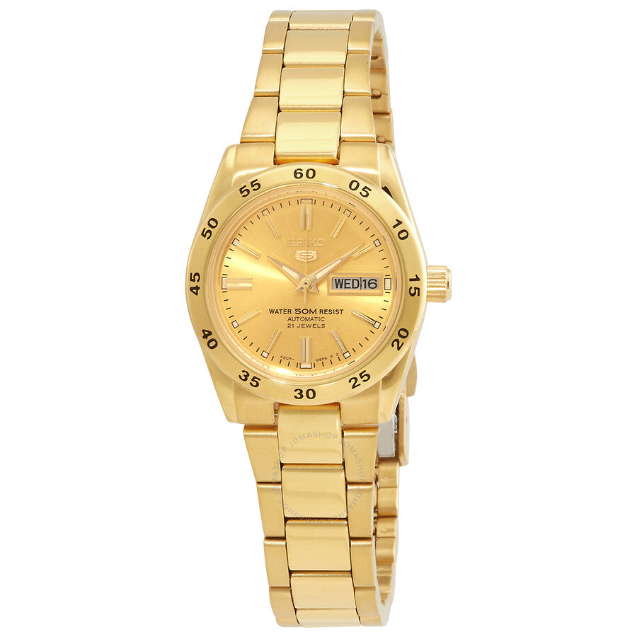 Seiko 5 Sports Automatic Gold Dial Ladies Watch SYMG44K1 - Watches of America