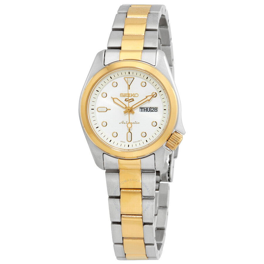 Seiko 5 Sports White Dial Two-tone Ladies Watch SRE004K1 - Watches of America