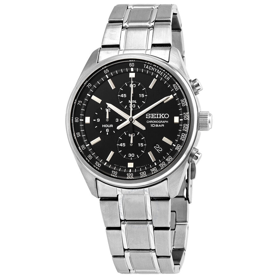 Seiko Chronograph Quartz Black Dial Men's Watch SSB379 - Watches of America
