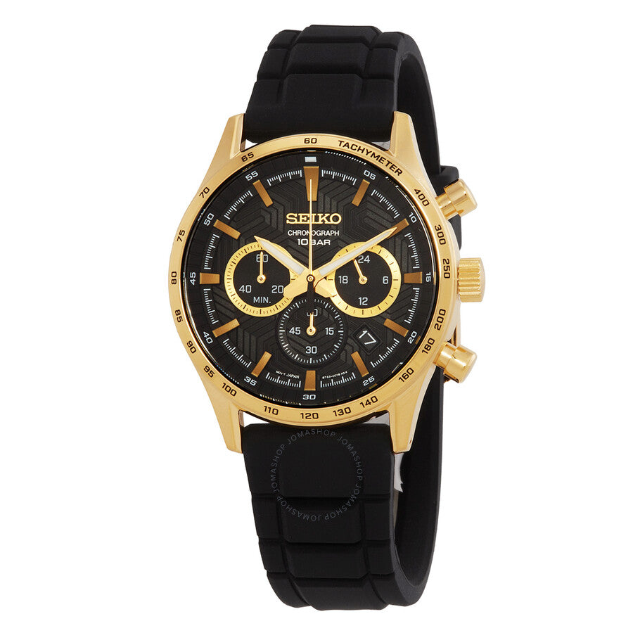 Seiko Chronograph Quartz Black Dial Men's Watch SSB446P1