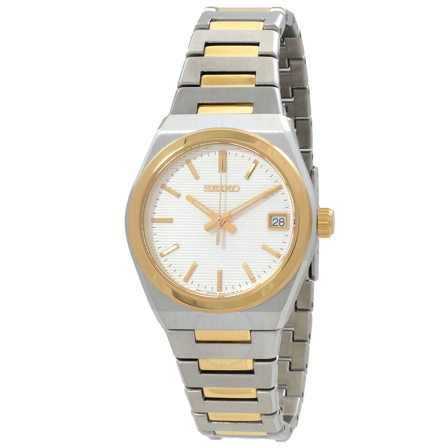 Seiko Classic Quartz White Dial Two-Tone Ladies Watch SUR578P1