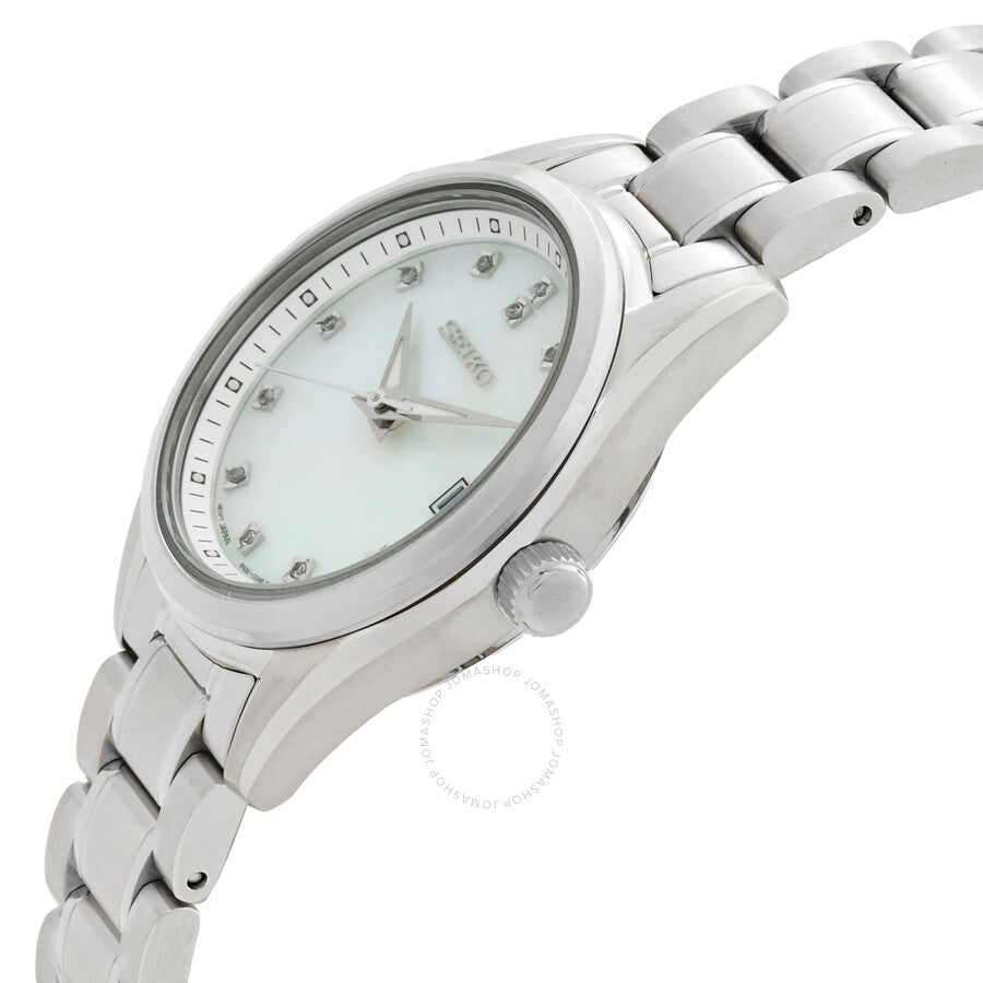 Seiko Diamond Quartz Mother of Pearl Dial Ladies Watch SUR579P1