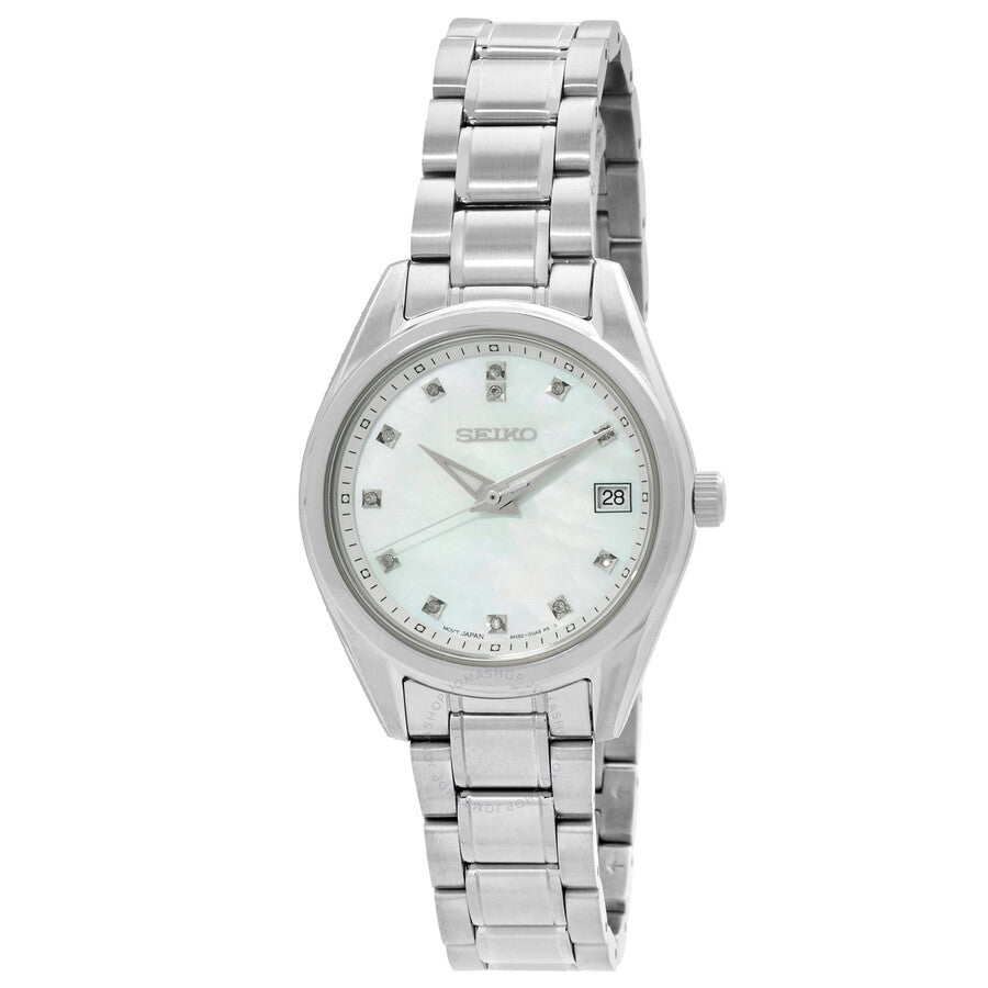 Seiko Diamond Quartz Mother of Pearl Dial Ladies Watch SUR579P1