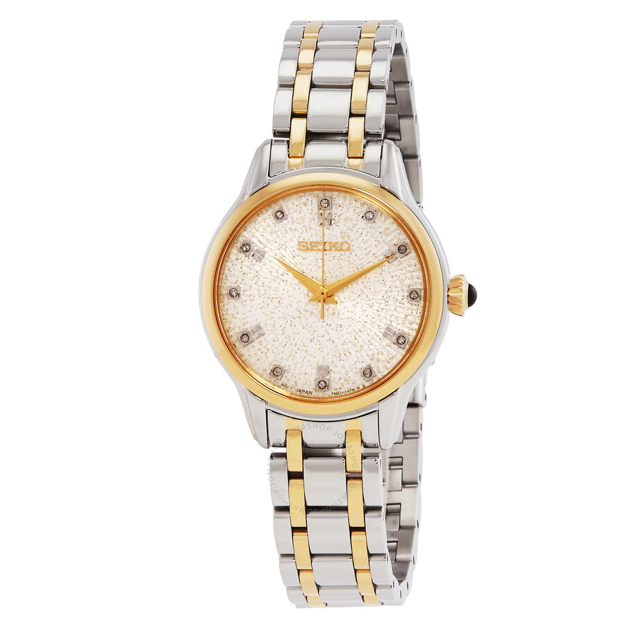 Seiko Discover More Quartz Diamond Silver Dial Two-Tone Ladies Watch SRZ550P1