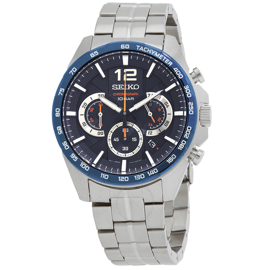 Seiko Essentials Chronograph Quartz Blue Dial Men's Watch SSB345P1 - The Watches Men & Co