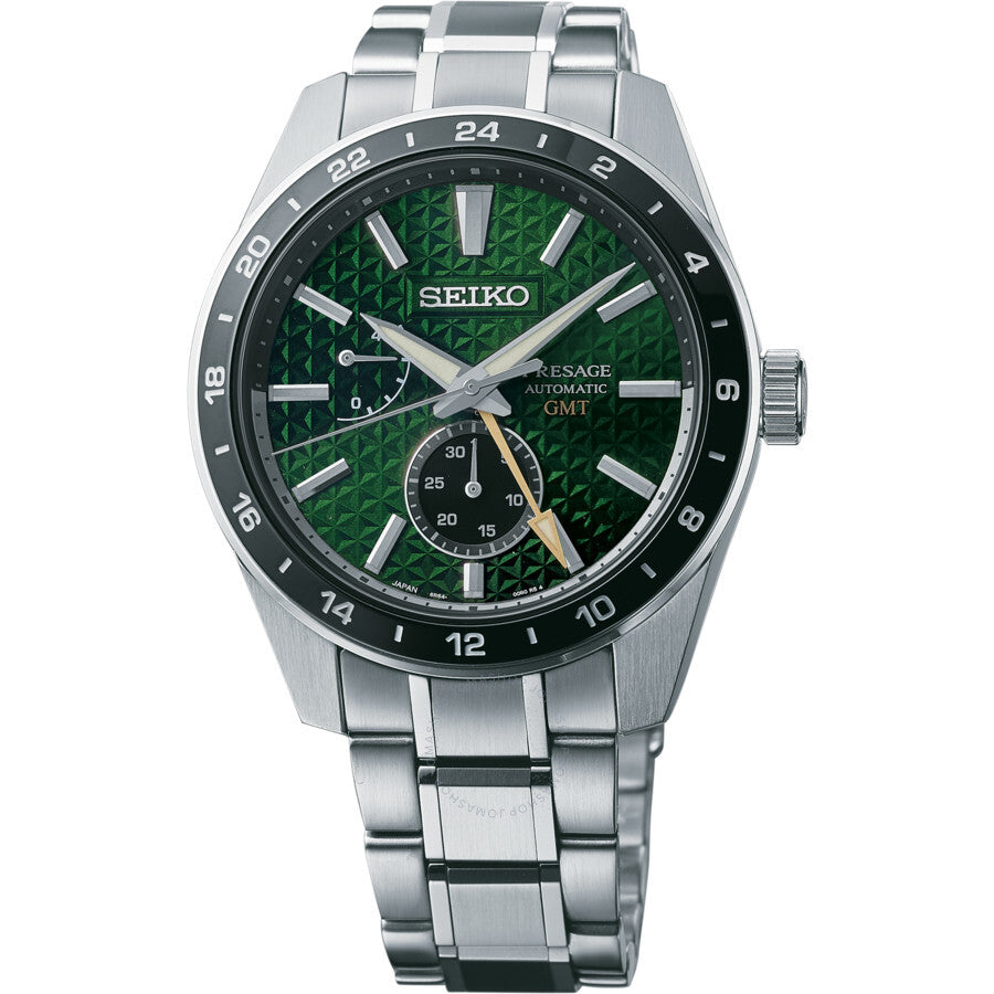 Seiko Presage Luxe Sharp Edge Gmt Automatic Green Dial Men's Watch SPB219 - The Watches Men & Co