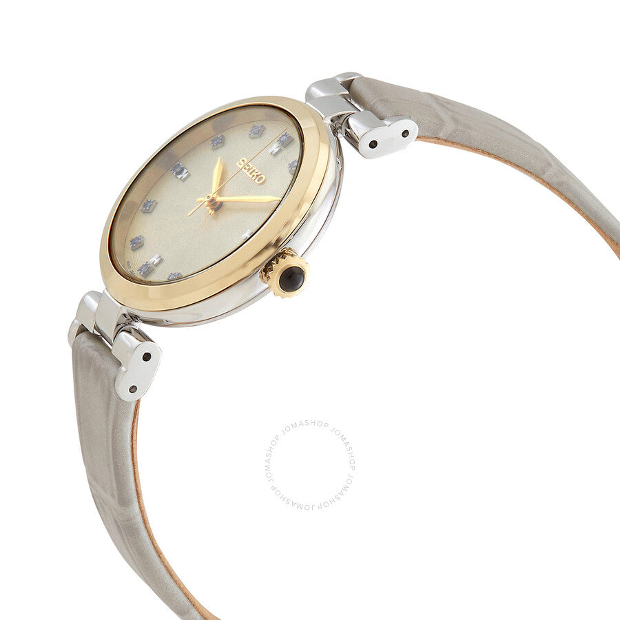 Seiko Quartz Diamond Champagne Dial Ladies Watch SRZ546P1 - The Watches Men & Co #2