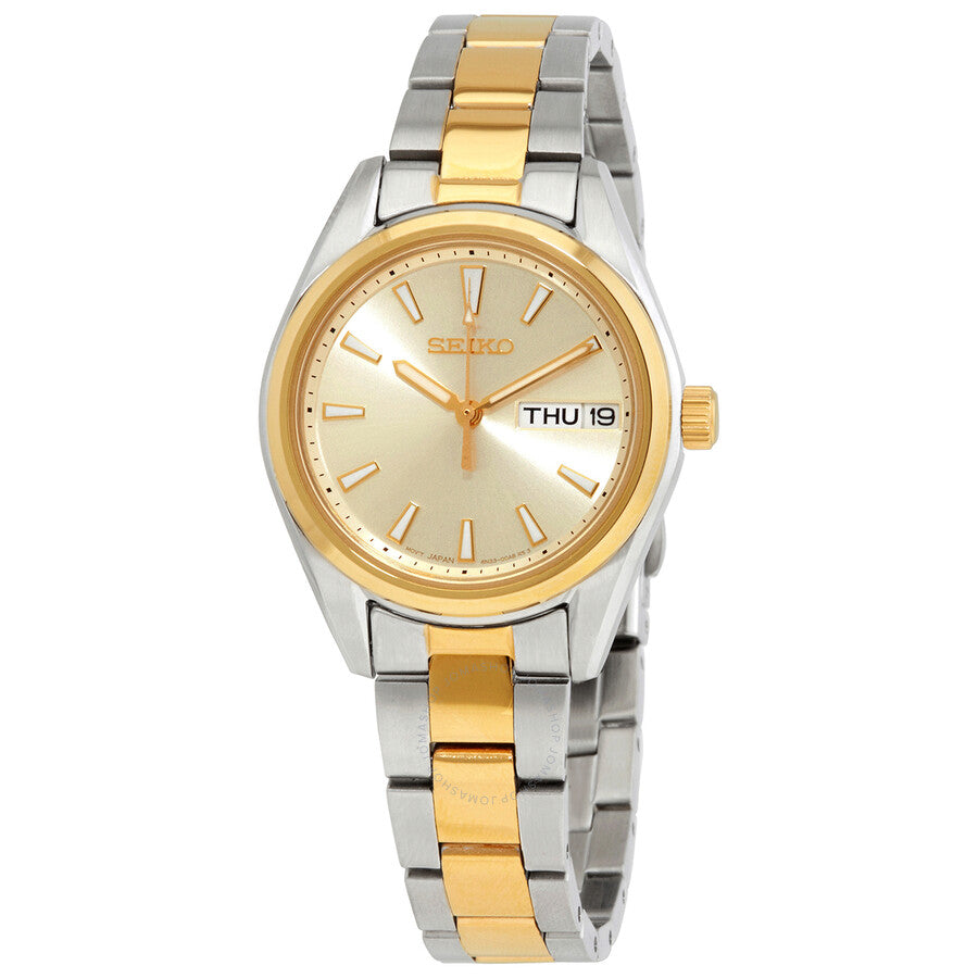 Seiko Quartz Gold Dial Two-tone Ladies Watch SUR354P1