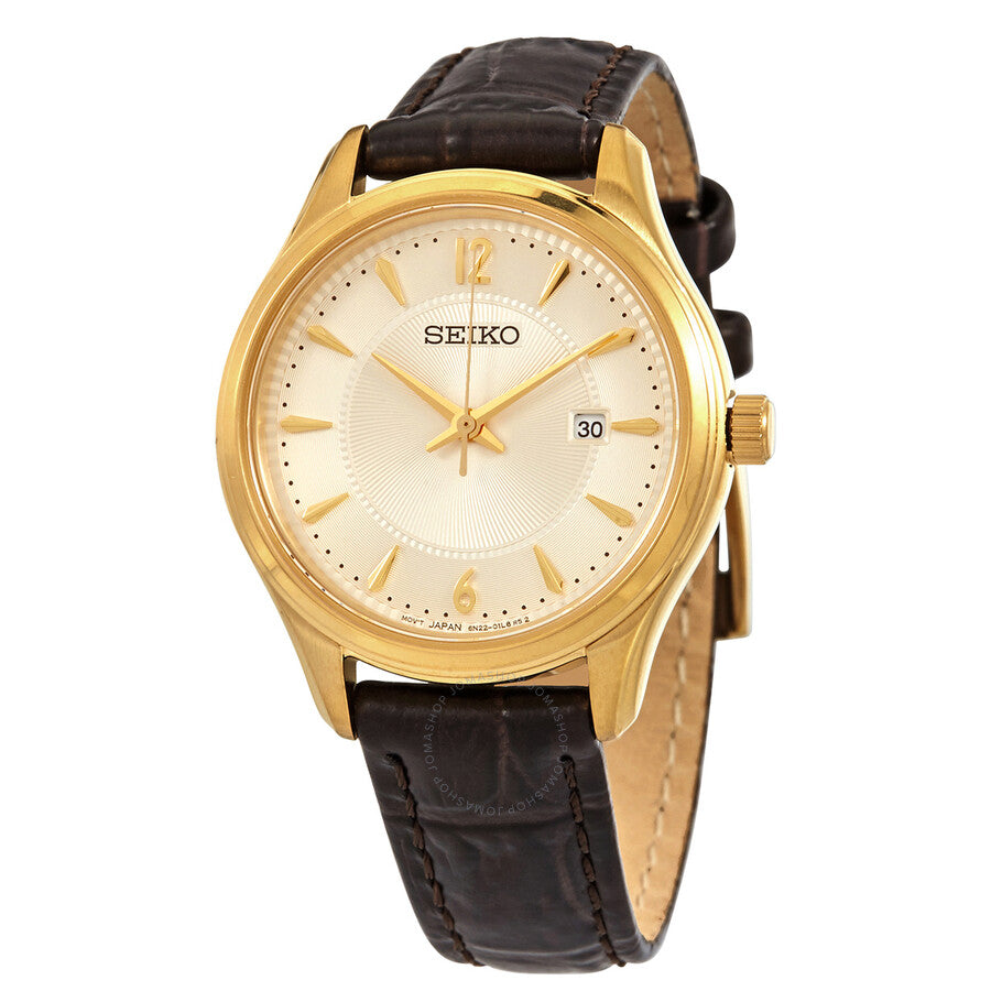 Seiko Sapphire Quartz Champagne Dial Ladies Watch SUR478P1 - The Watches Men & Co