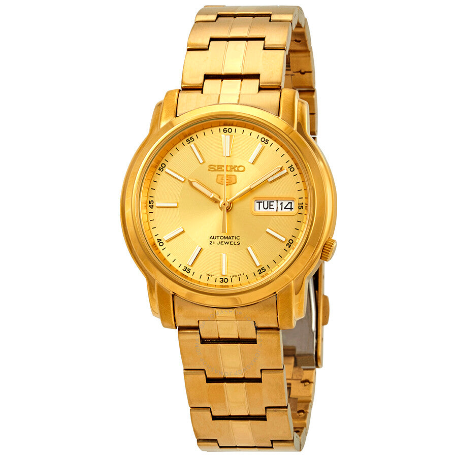 Seiko Series 5 Automatic Gold Dial Yellow Gold-tone Men's Watch SNKL86 - The Watches Men & Co