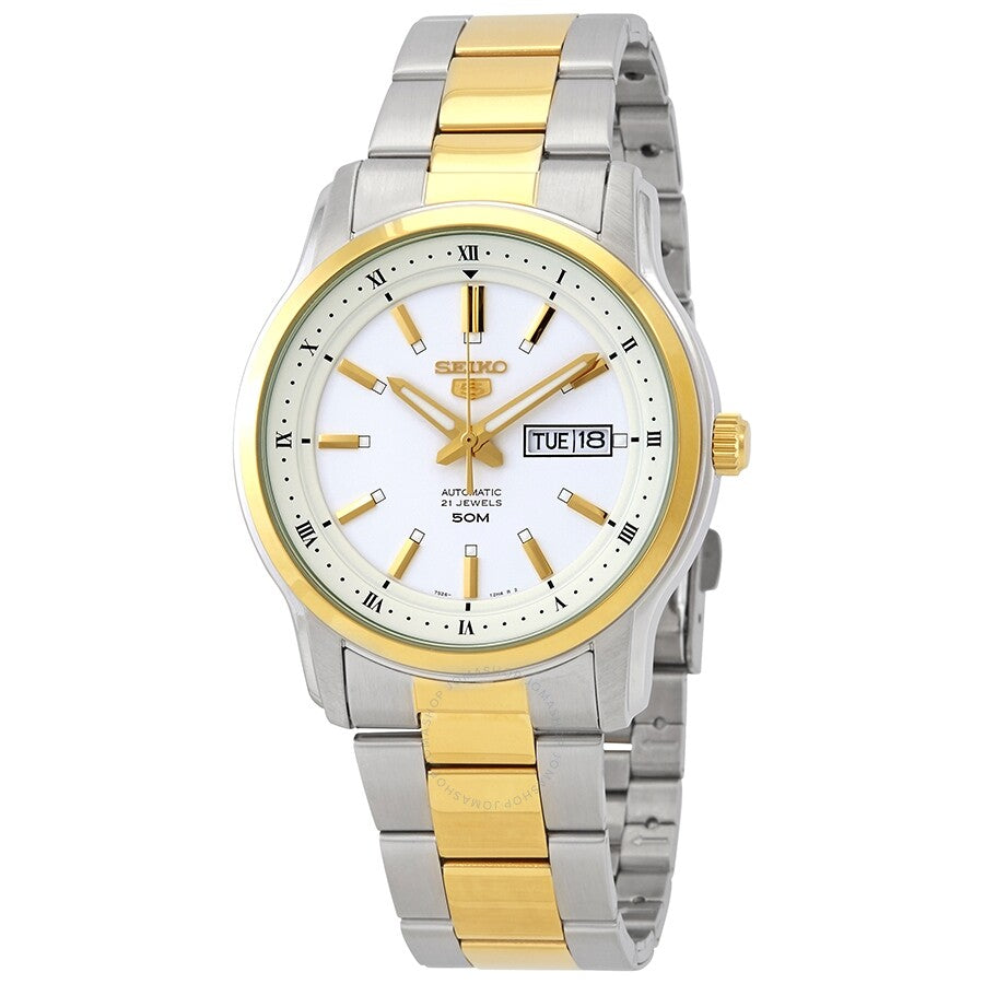 Seiko Series 5 Automatic White Dial Two-tone Men's Watch SNKP14K1S - The Watches Men & Co