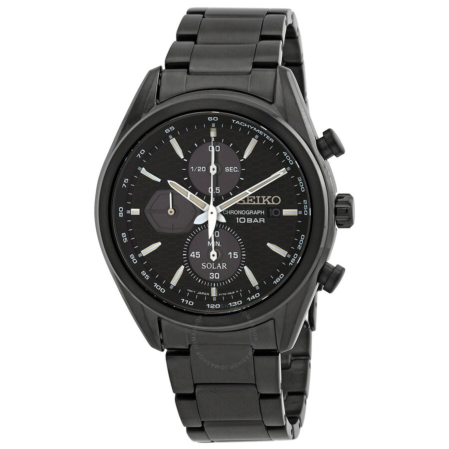 Seiko Solar Chronograph Quartz Black Dial Men's Watch SSC773 - The Watches Men & Co