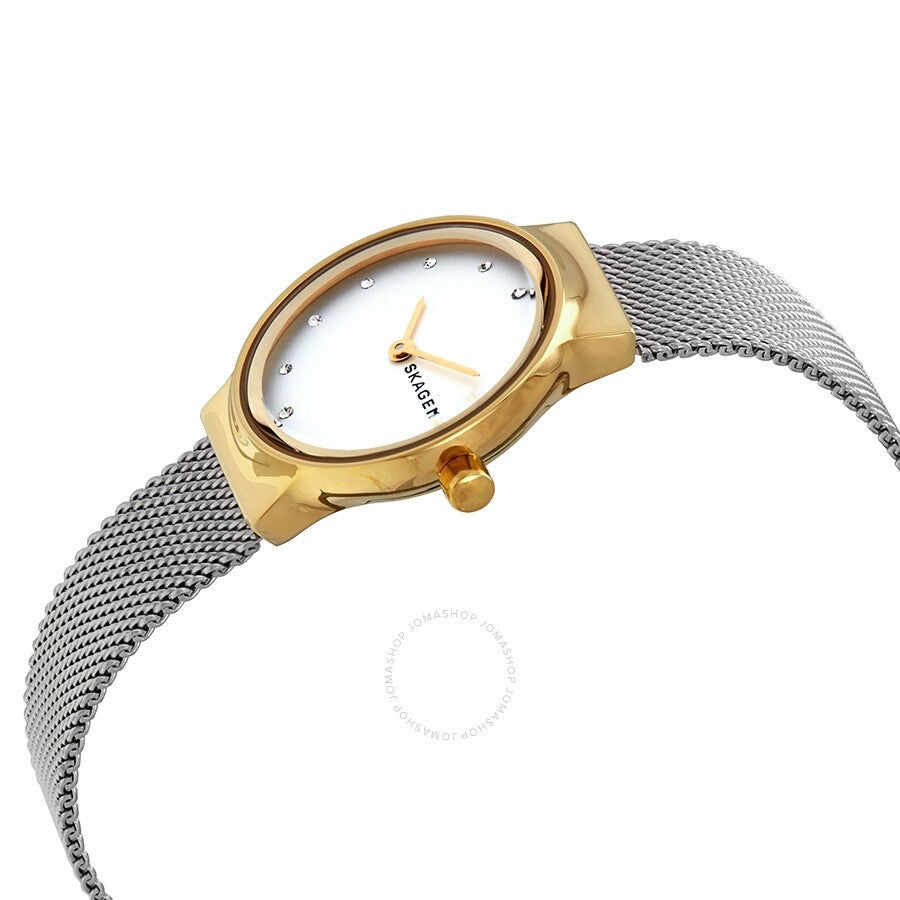 Reloj Skagen Freja con esfera blanca y malla de acero inoxidable para mujer SKW2666