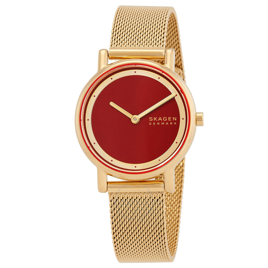 Skagen Signatur Lille Red Dial Ladies Watch SKW3117 - The Watches Men & Co