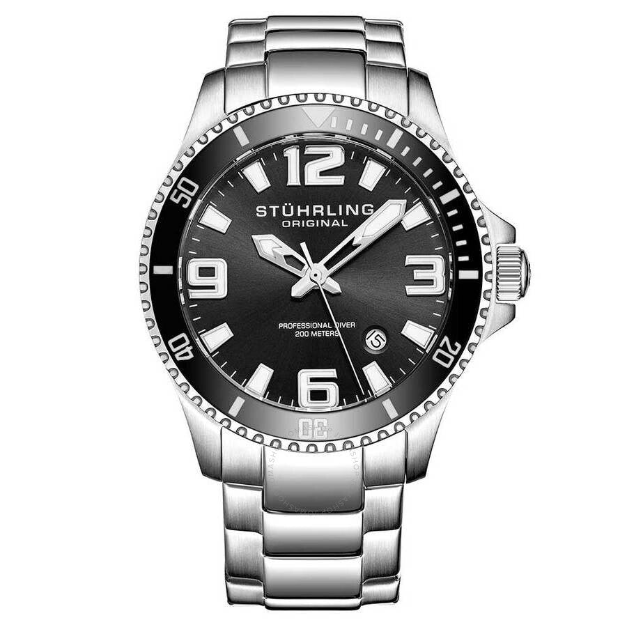 Stuhrling Original Aquadiver Black Dial Men's Watch M15265 - The Watches Men & Co