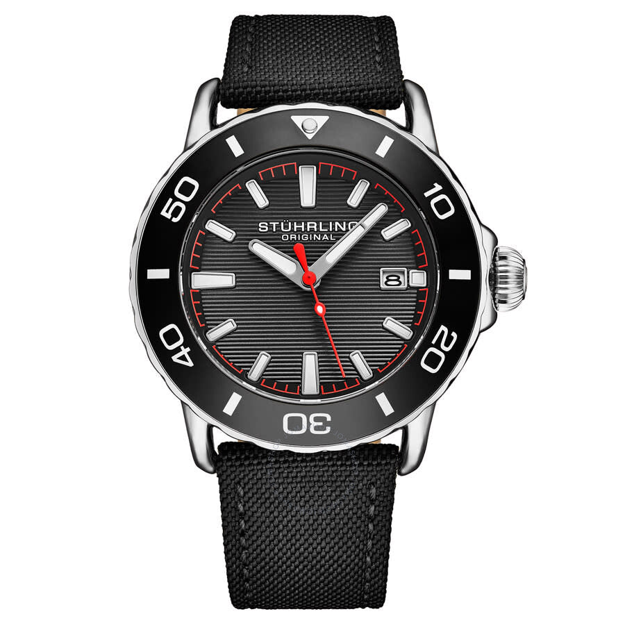 Stuhrling Original Aquadiver Quartz Black Dial Men's Watch M18248 - The Watches Men & Co