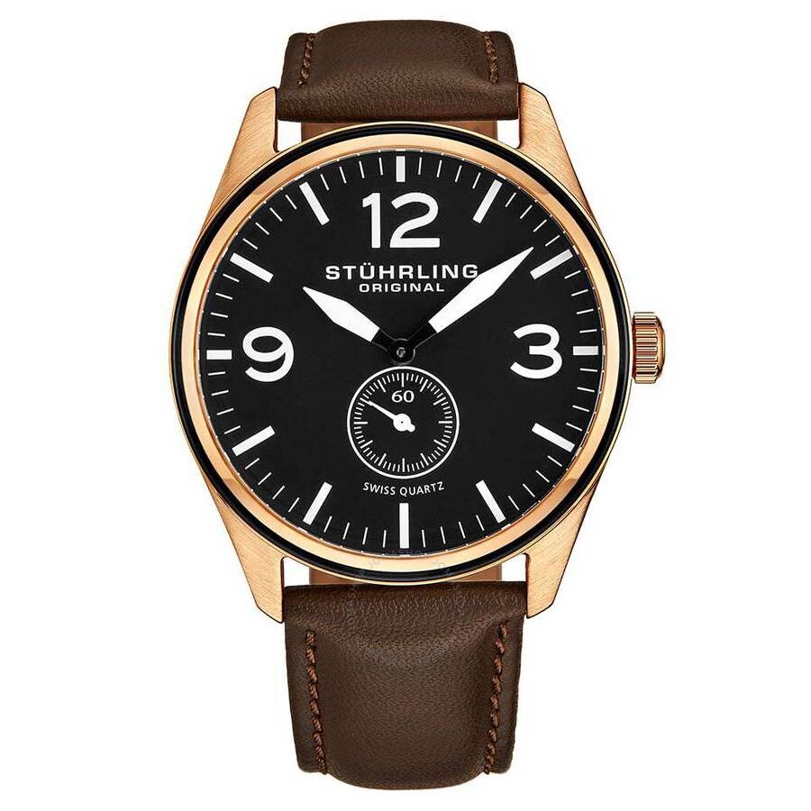 Stuhrling Original Aviator Black Dial Men's Watch M15558 - The Watches Men & Co
