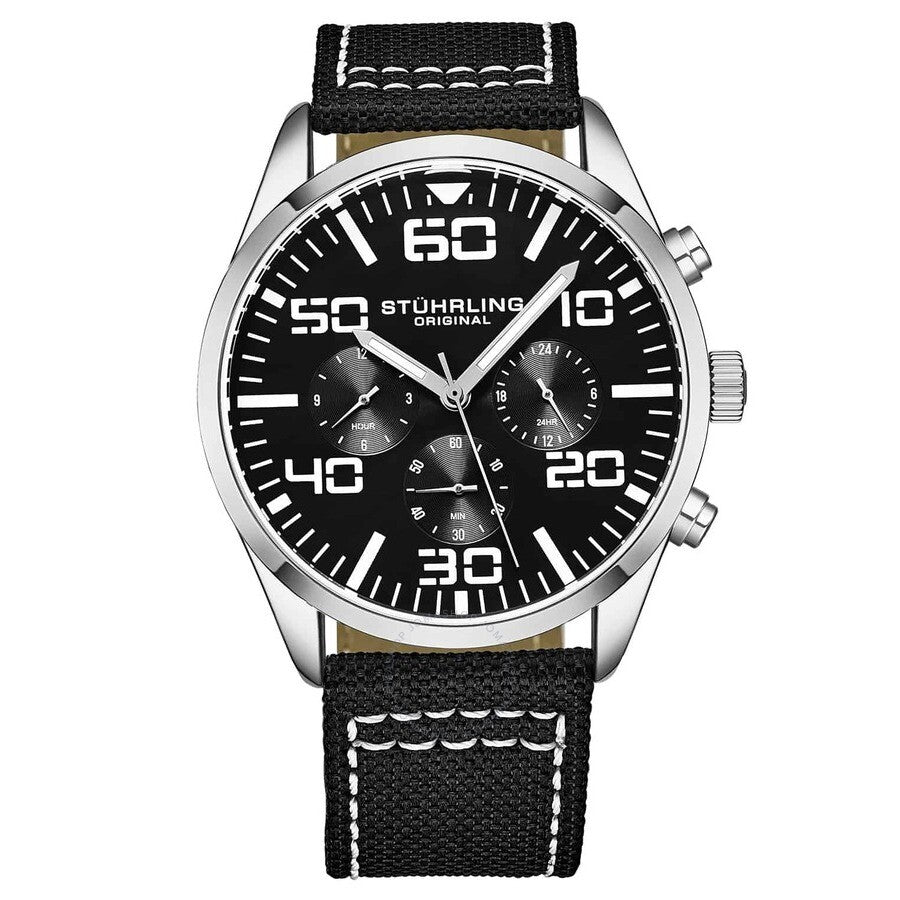 Stuhrling Original Aviator Black Dial Men's Watch M15926 - The Watches Men & Co